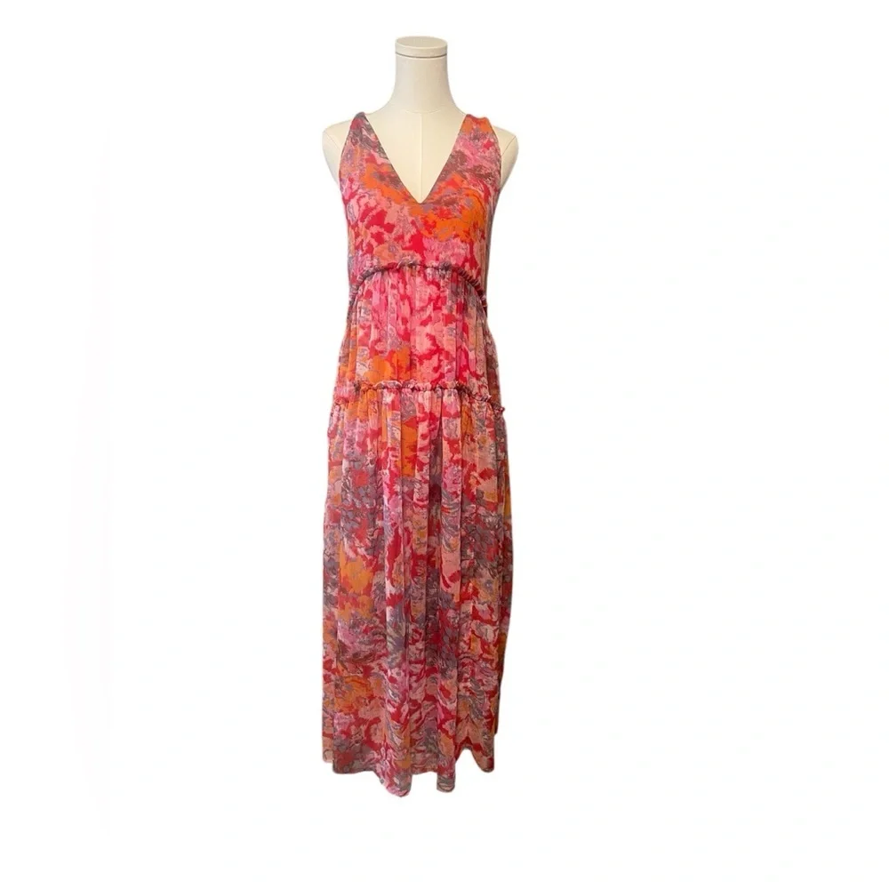 Free People Julianna Maxi Dress Ruffled Tiers V Neck Floral Print - Picture 3 of 11